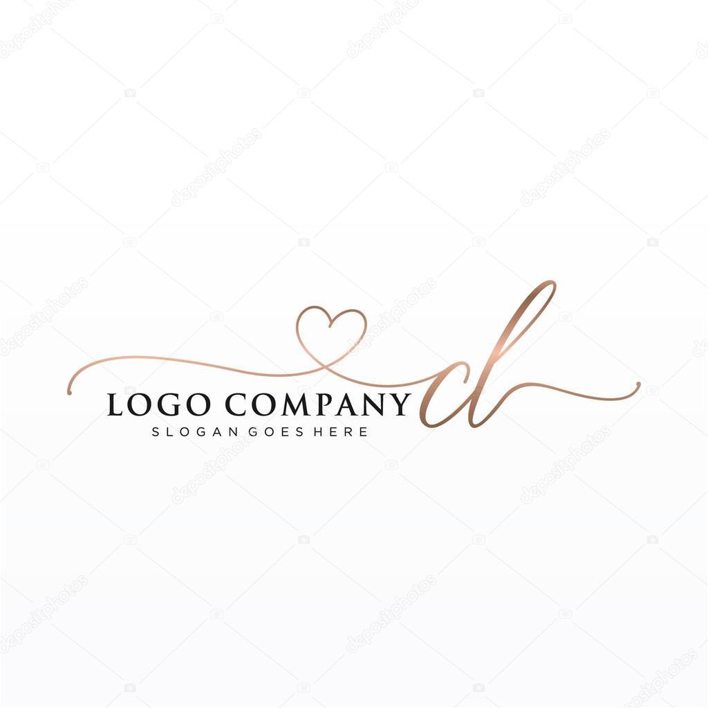 CL Initial handwriting logo design with circle. Beautyful design handwritten logo for fashion, team, wedding, luxury logo.