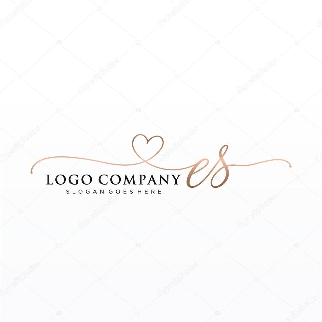 ES Initial handwriting logo design with circle. Beautyful design handwritten logo for fashion, team, wedding, luxury logo.