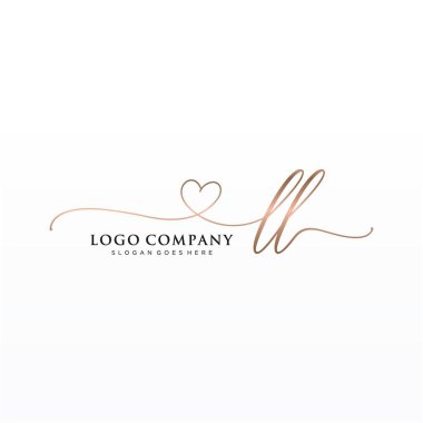 LL Initial handwriting logo design with circle. Beautyful design handwritten logo for fashion, team, wedding, luxury logo. clipart