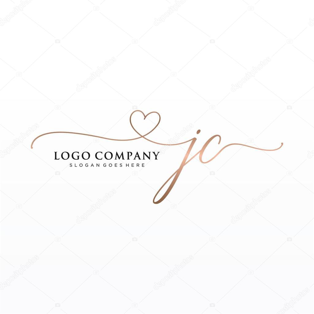 JC Initial handwriting logo design with circle. Beautyful design handwritten logo for fashion, team, wedding, luxury logo.