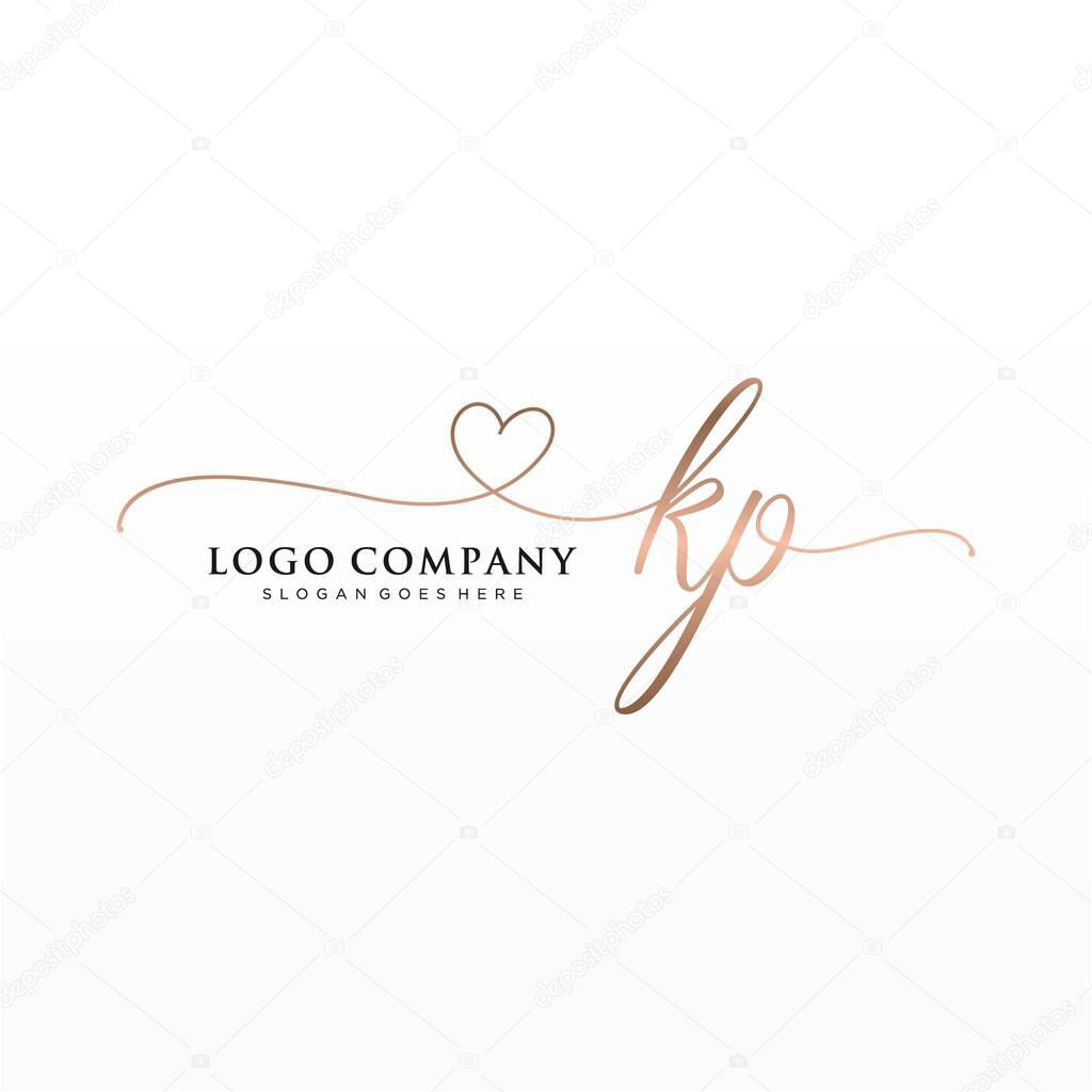 KP Initial handwriting logo design with circle. Beautyful design handwritten logo for fashion, team, wedding, luxury logo.