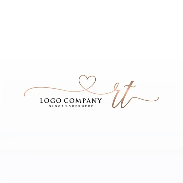 Initial Handwriting Logo Design Circle Beautyful Design Handwritten Logo Fashion — Stock Vector