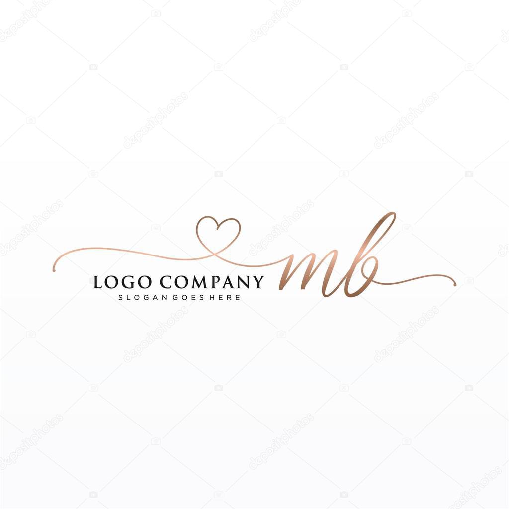MB Initial handwriting logo design with circle. Beautyful design handwritten logo for fashion, team, wedding, luxury logo.