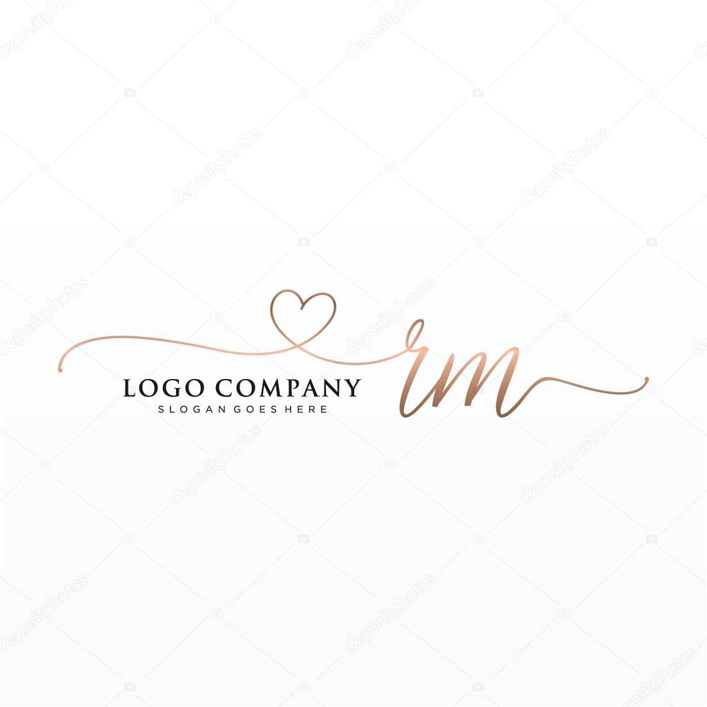 RM Initial handwriting logo design with circle. Beautyful design handwritten logo for fashion, team, wedding, luxury logo.