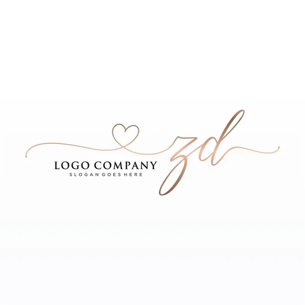 Initial Handwriting Logo Design Circle Beautyful Design Handwritten Logo Fashion — Stock Vector