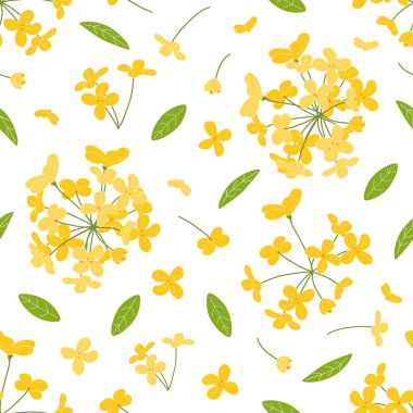 Bright doodle floral pattern background with fragrant tea olive, sweet olive or osmanthus fragrans and evergreen foliage. hand drawn flower cluster background.  Great for wallpaper, textile, fabric. clipart