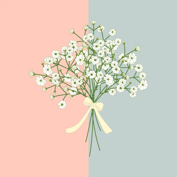 Χειροποίητο Μπουκέτο Λευκών Λουλουδιών Αναπνοή Μωρού Γυψόφυλλα Λουλούδια Δεμένος Ένα — Διανυσματικό Αρχείο
