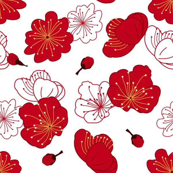 Doodle Motif Floral Chinois Fond Avec Fleur De Prunier Prunus Mume Nouvel An Chinois Modele Arriere