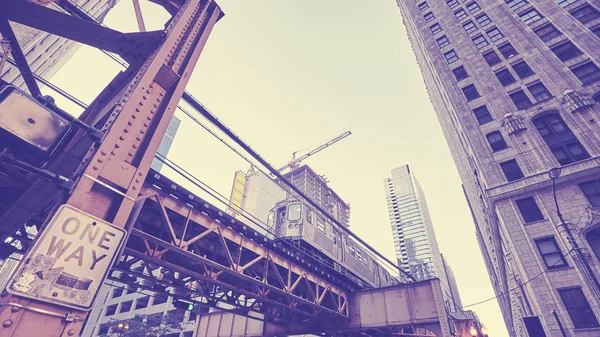 Vintage toned Chicago subway train, USA. — Stock Photo, Image