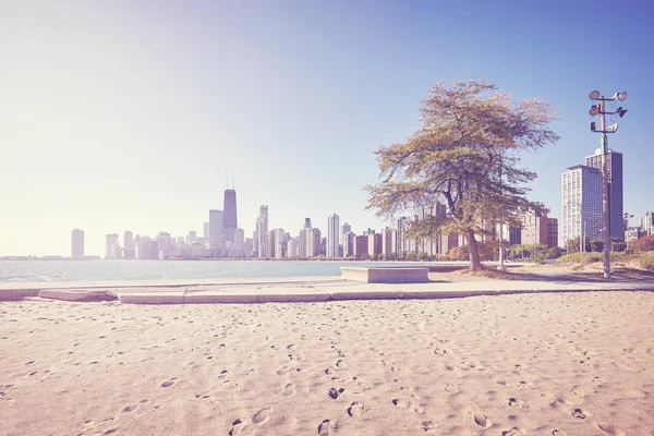 ビンテージの様式化されたシカゴの都市スカイライン、アメリカ合衆国. — ストック写真