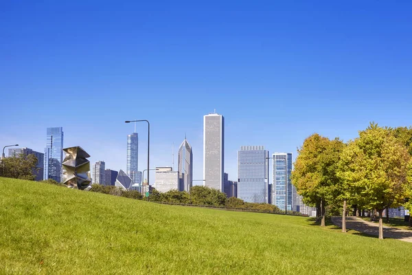 Chicago cidade skyline centro da cidade no início da manhã, EUA — Fotografia de Stock