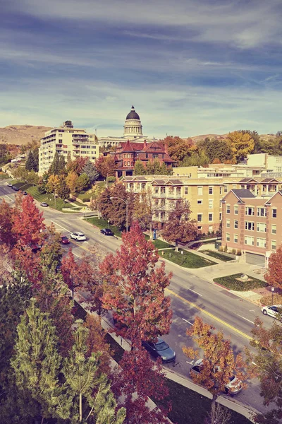 Vintage Salt Lake City şehir merkezinde tonda sonbahar, ABD. — Stok fotoğraf