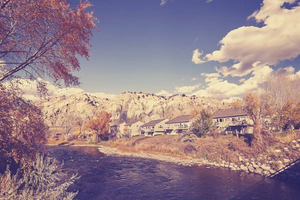 Vintage stylized autumn landscape with Eagle River, USA. — Stock Photo, Image