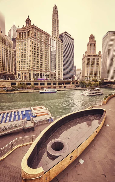 Imagen a color retro tonificada del centro de Chicago, EE.UU. —  Fotos de Stock