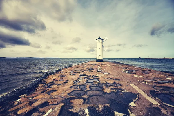 Color toned picture of old lighthouse in Swinoujscie, Poland — Stock Photo, Image