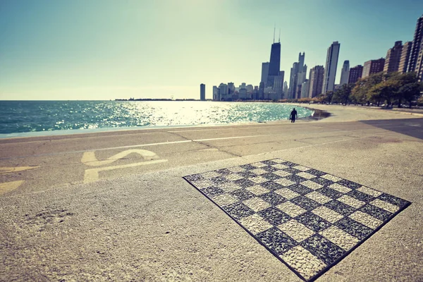Tablero de ajedrez permanente al aire libre en Chicago waterfront . —  Fotos de Stock