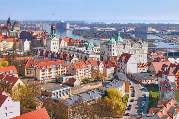 Aerial view of Szczecin (Stettin) city downtown, Poland — Stock Photo, Image