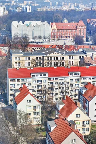 Letecký pohled na centrum města město Štětín, Polsko — Stock fotografie
