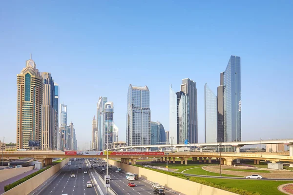 City downtown with skyscrapers and extensive road infrastructure. — Stock Photo, Image