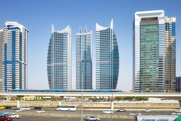 City downtown with skyscrapers and transport infrastructure. — Stock Photo, Image