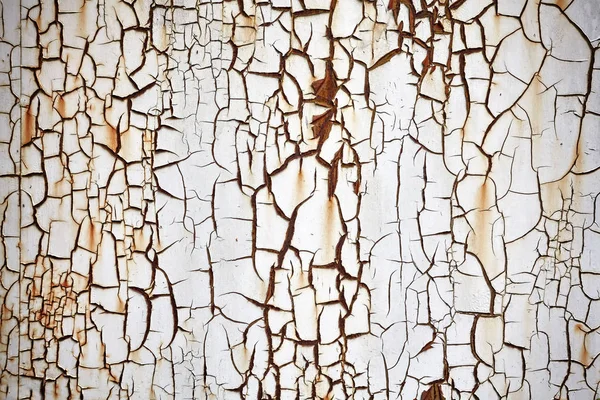 Roestige metalen wand met verf, achtergrond of textuur peeling. — Stockfoto