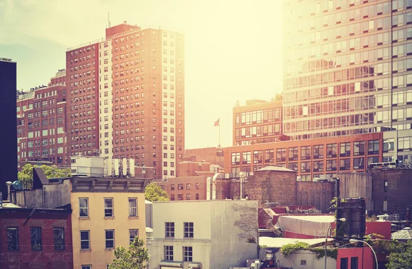 Vintage getönten Sonnenuntergang über New York City, USA — Stockfoto