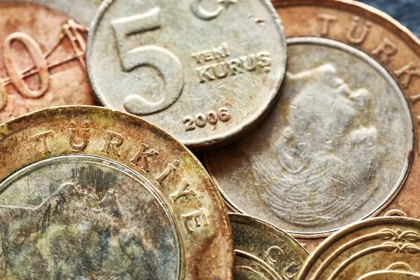 Close up picture of old Turkish lira coins. — Stock Photo, Image