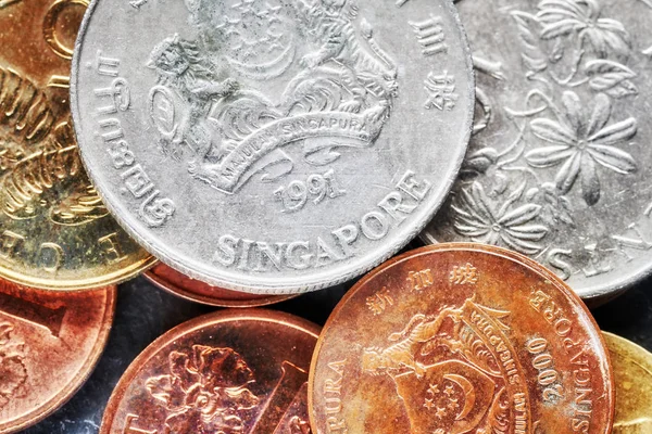 Close up picture of Singapore dollar coins. — Stock Photo, Image