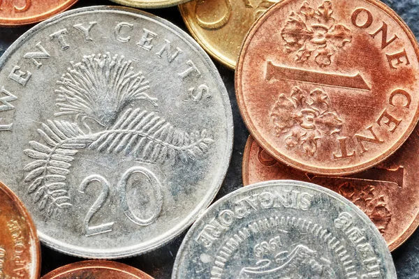 Close up picture of Singapore dollar coins. — Stock Photo, Image