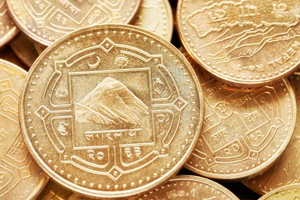 Close up picture of Nepalese rupee coins. — Stock Photo, Image