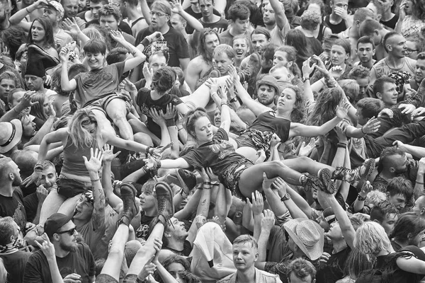 Människor att ha kul på en konsert. — Stockfoto