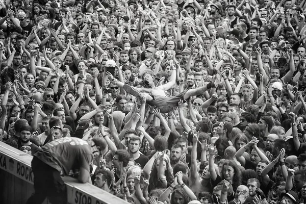 Människor att ha kul på en konsert. — Stockfoto