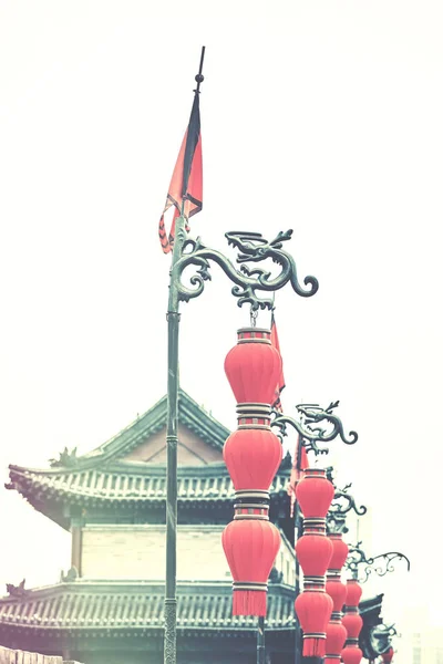 시안, 중국에서 중국 붉은 초 롱. — 스톡 사진