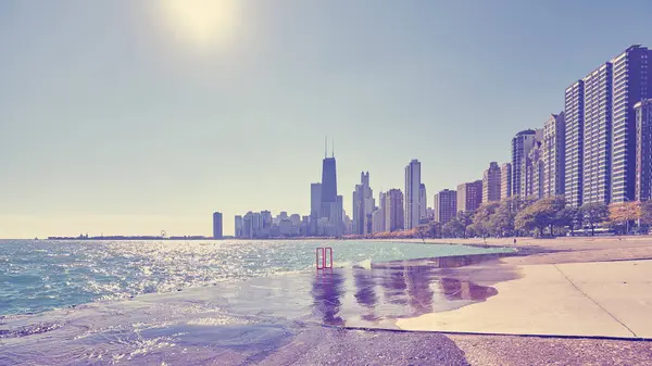 Vintage tonificado foto de Chicago cidade beira-mar, EUA — Fotografia de Stock