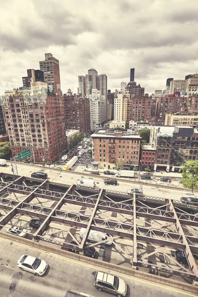 New York stad gezien van de kabelbaan naar Roosevelt Island, Verenigde Staten. — Stockfoto
