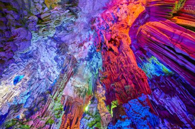 The Reed Flute Cave in Guilin, China. clipart