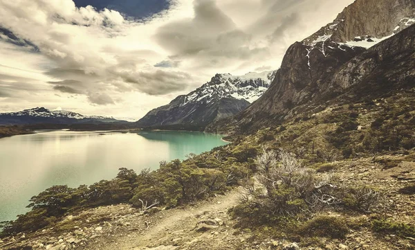 Parque Nacional Torres Del Paine Foto Tonificada Cores Patagônia Chile — Fotografia de Stock