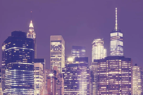 Grattacieli di Manhattan di notte, New York, USA . — Foto Stock