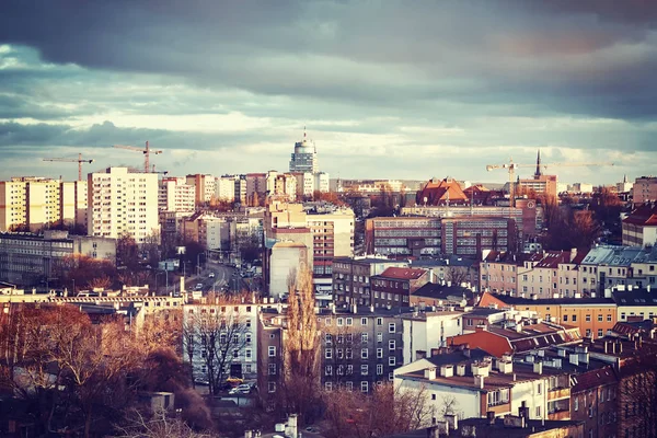 Gün batımında, Polonya Szczecin şehir. — Stok fotoğraf