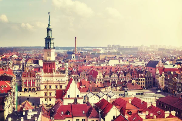 Vue aérienne de la vieille ville de Poznan, Pologne . — Photo