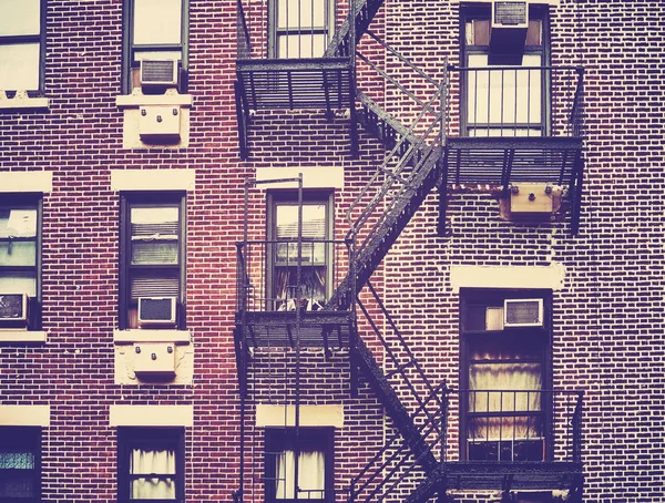 Fire escapes, one of the New York City symbols, USA. — Stock Photo, Image