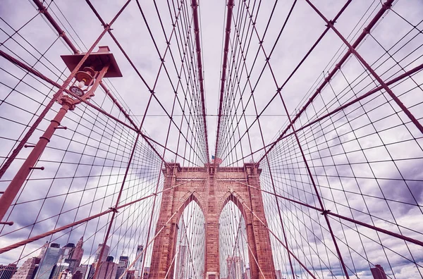 Vintage tonificado foto da ponte de Brooklyn, Nova York . — Fotografia de Stock