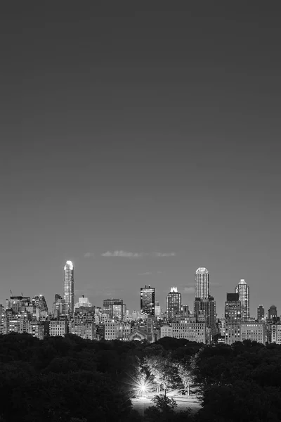 Skyline Van Manhattan Het Park Midden Nacht New York City — Stockfoto