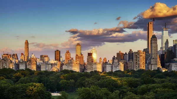 New York City Upper East Side Skyline Central Park Sunset — Stock Photo, Image