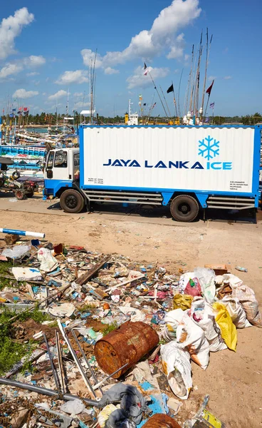 Tangalle Sri Lanka Dezember 2019 Jaya Lanka Eis Transportfahrzeug Fischereihafen — Stockfoto