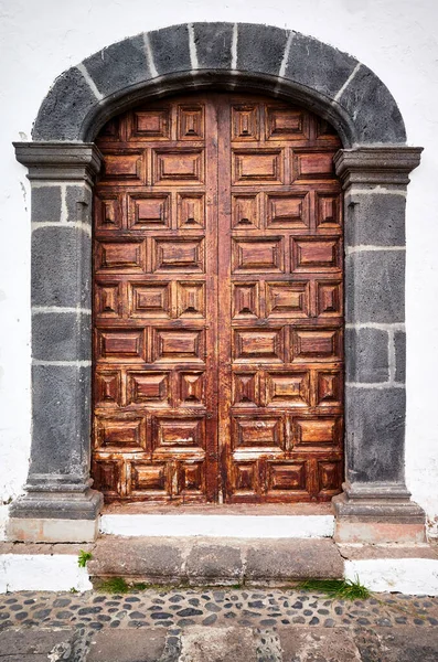 Old Wooden Door Stone Frame Tenerife Spain — Stock Photo, Image