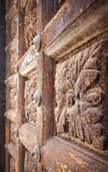 Close Picture Old Wooden Door Selective Focus — Stock Photo, Image