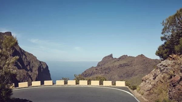 Strada Panoramica Montagna Foto Stile Retrò Tenerife Spagna — Foto Stock