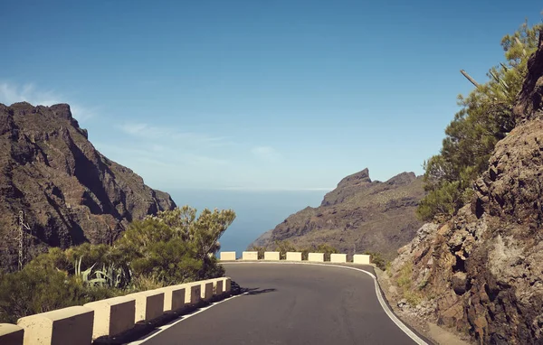 Scenic Mountain Road Retro Style Toned Picture Tenerife Spain — Stock Photo, Image