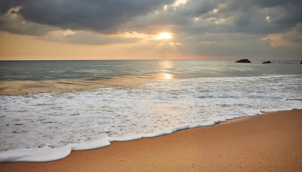 Tropická Pláž Při Krásném Západu Slunce Srí Lanka — Stock fotografie